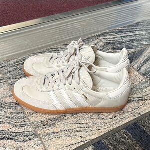 Adidas Samba White and Tan Sneakers
